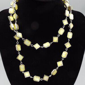 Charming Charlie Silver tone Moon Stone Art Deco Elegant Single Strand Necklace